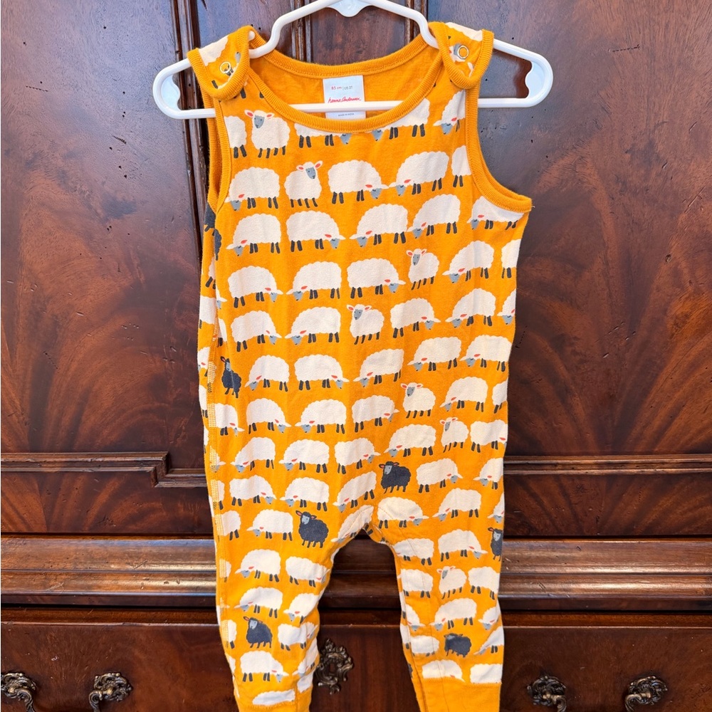 Hanna Andersson Mustard Yellow Sheep Print One-Piece